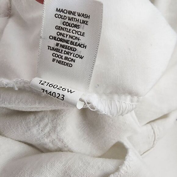 J Jill Womens Pants Size 26 White Linen Blend Drawstring Elastic Waist Pockets - Picture 13 of 14